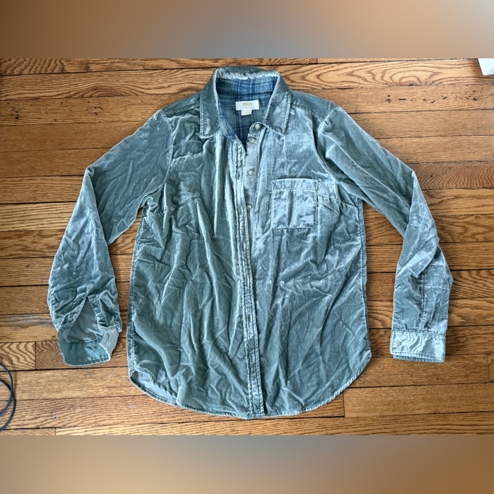 Anthropologie Maeve Washed Velvet Button Down - Size 0